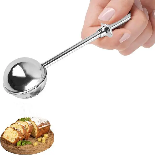Main image of Stainless Steel Baker's Dusting Wand Powdered Sugar Shaker Duster Sifter | One Handed Flour Duster for Sifting Flour Sugar Spices, Baking Tool for Bread Cakes Pastry Kitchen Accessories