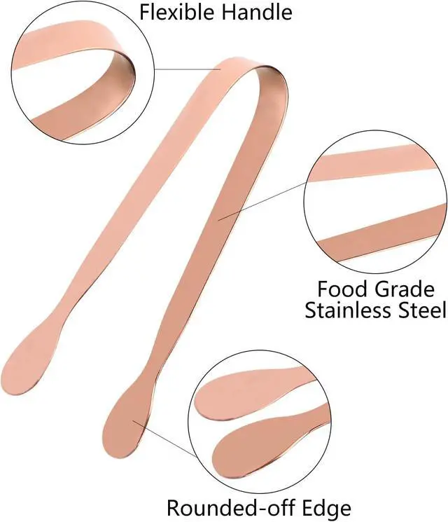 Alt view image 3 of 7 - MIDELONG Rose Gold Mini Serving Tongs, Small Sugar Tongs Stainless Steel Ice Tongs Food Tongs Appetizers Tongs Serving Utensils for Party Tea Coffee Bar, Pack of 4