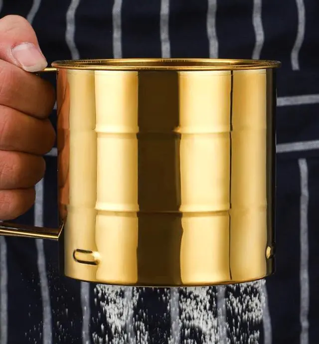 Alt view image 3 of 6 - Stainless Steel Fine Mesh Sieve Flour Sifter Golden Flour Cup Sifter