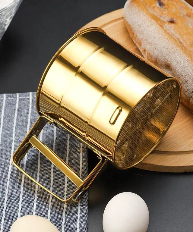 Alt view image 5 of 6 - Stainless Steel Fine Mesh Sieve Flour Sifter Golden Flour Cup Sifter