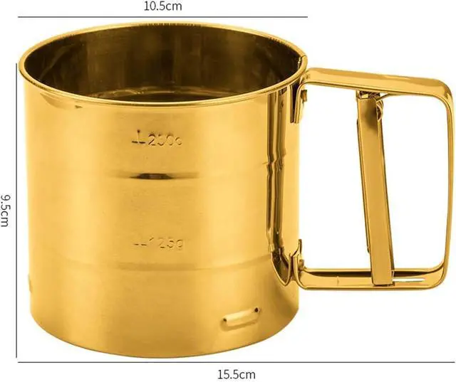 Alt view image 6 of 6 - Stainless Steel Fine Mesh Sieve Flour Sifter Golden Flour Cup Sifter