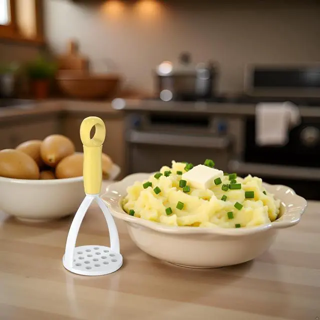 Alt view image 3 of 7 - Yellow Plastic Potato Masher with Handle,Potato Masher Potatoes Mud Pressure Mud Machine With Handle Potato Masher Vegetable Masher Kitchen Tool Potato Masher,Kitchen Utensils and Gadgets