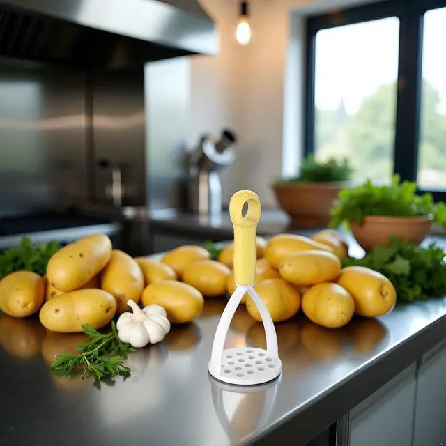 Alt view image 6 of 7 - Yellow Plastic Potato Masher with Handle,Potato Masher Potatoes Mud Pressure Mud Machine With Handle Potato Masher Vegetable Masher Kitchen Tool Potato Masher,Kitchen Utensils and Gadgets
