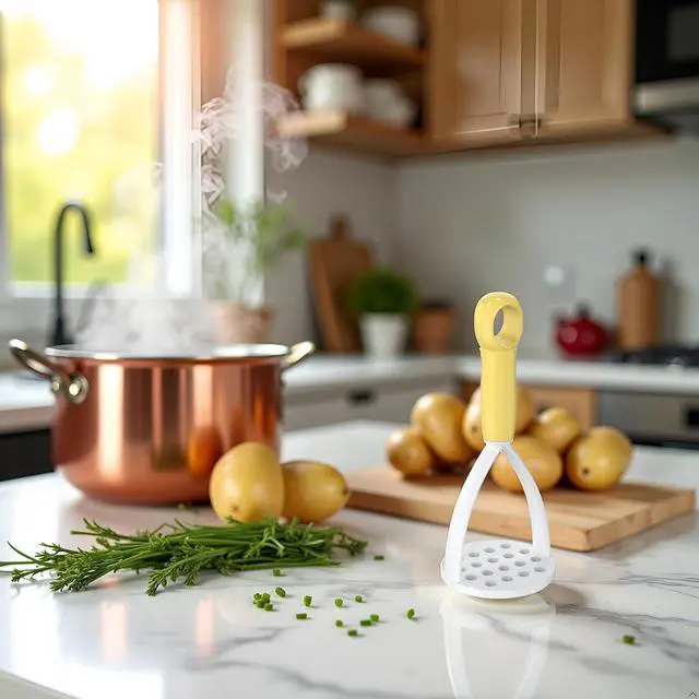 Alt view image 7 of 7 - Yellow Plastic Potato Masher with Handle,Potato Masher Potatoes Mud Pressure Mud Machine With Handle Potato Masher Vegetable Masher Kitchen Tool Potato Masher,Kitchen Utensils and Gadgets