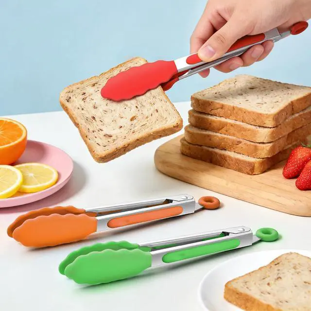 Alt view image 2 of 6 - 6PCS 7-Inch Silicone Tongs Set, Stainless Steel Tongs with Silicone Tips | Heat-Resistant Small Tongs For Cooking, Serving, Grilling | Dishwasher Safe | Colorful