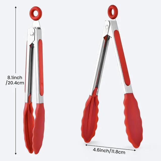 Alt view image 3 of 6 - 6PCS 7-Inch Silicone Tongs Set, Stainless Steel Tongs with Silicone Tips | Heat-Resistant Small Tongs For Cooking, Serving, Grilling | Dishwasher Safe | Colorful