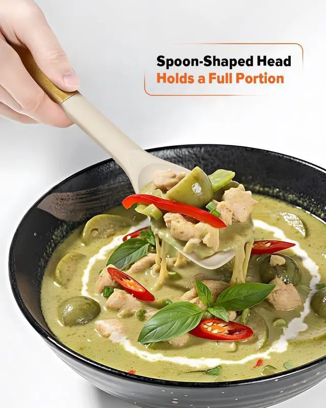 Alt view image 3 of 7 - Badiano Silicone Spoonula Spatula, Nonstick Rubber Spoon, Khaki | Heat Resistant, Sturdy Bpa-Free Matte Silicone, Wooden Handle, Great for Stirring, Scraping and Folding