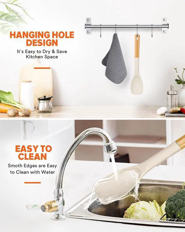 Alt view image 7 of 7 - Badiano Silicone Spoonula Spatula, Nonstick Rubber Spoon, Khaki | Heat Resistant, Sturdy Bpa-Free Matte Silicone, Wooden Handle, Great for Stirring, Scraping and Folding