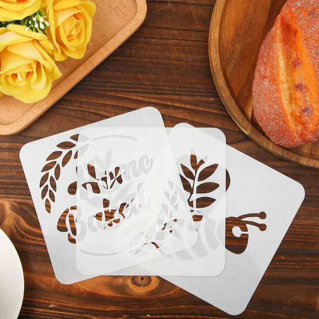 Alt view image 3 of 7 - 12pcs Sourdough Bread Stencil with Flour Sifter, 12 Styles Baking Templates Cookie Template for Baking Bread Making Accessories for Cake Cookie Pie