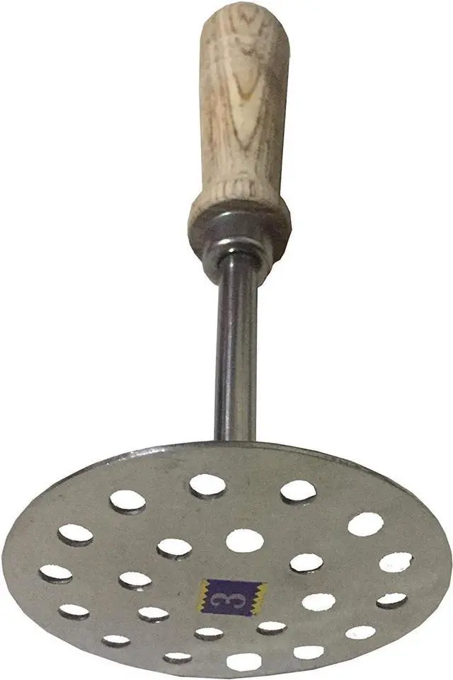 Main image of Stainless Steel Potato Masher,Masher,Stainless Steel Smooth Potato Masher, Ricer Presser With Wooden Handle
