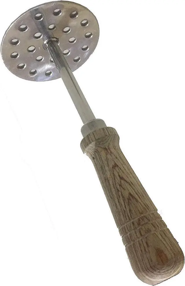 Alt view image 3 of 4 - Stainless Steel Potato Masher,Masher,Stainless Steel Smooth Potato Masher, Ricer Presser With Wooden Handle
