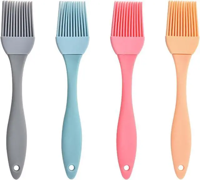 Main image of Silicone Oil Brush 4PCS Household Pouring Pastry Brush with Removable Head for Kitchen Cooking Baking Grilling Sauce Butter Marinade Blue Gray Pink Apricot