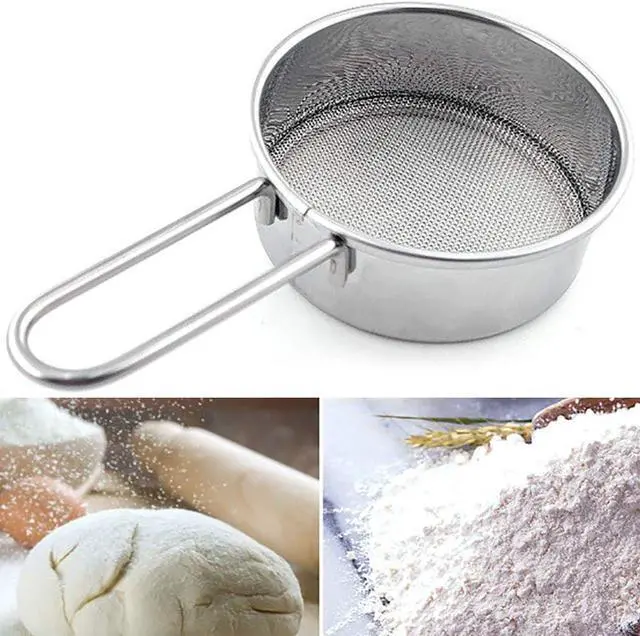 Main image of Stainless Steel Strainer with Long Handle, Flour Sieve Mini Small Flour Sifter Drainer for Baking, Powder, Sugar and Coffee Pastas Tea Strainer - Diameter 2.5 Inch