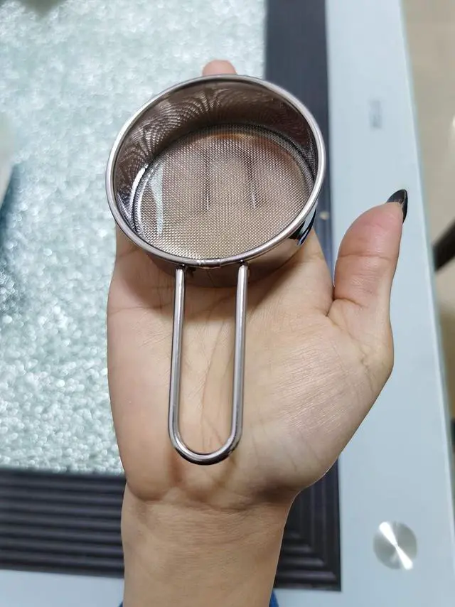 Alt view image 3 of 7 - Stainless Steel Strainer with Long Handle, Flour Sieve Mini Small Flour Sifter Drainer for Baking, Powder, Sugar and Coffee Pastas Tea Strainer - Diameter 2.5 Inch