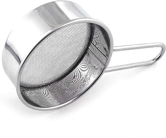 Alt view image 4 of 7 - Stainless Steel Strainer with Long Handle, Flour Sieve Mini Small Flour Sifter Drainer for Baking, Powder, Sugar and Coffee Pastas Tea Strainer - Diameter 2.5 Inch