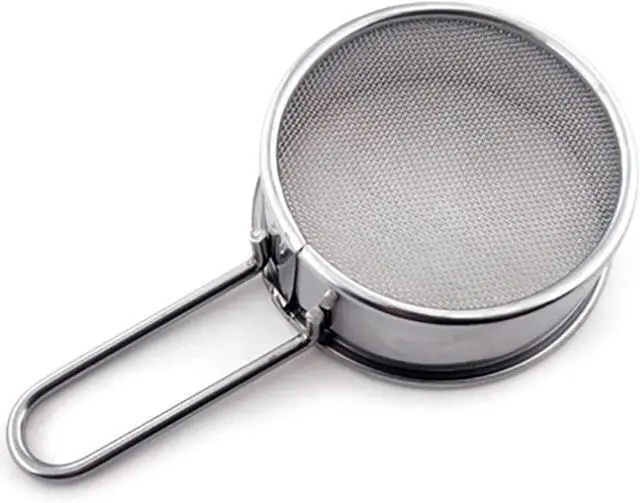 Alt view image 6 of 7 - Stainless Steel Strainer with Long Handle, Flour Sieve Mini Small Flour Sifter Drainer for Baking, Powder, Sugar and Coffee Pastas Tea Strainer - Diameter 2.5 Inch
