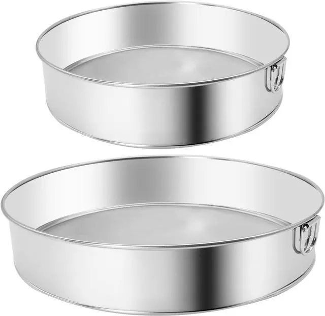 Main image of 2 Pcs Round Flour Sieve Stainless Steel Round Flour Sifter 8 Inch and 6 Inch 60 Mesh Fine Mesh Flouring Sieve for Baking Cake Bread