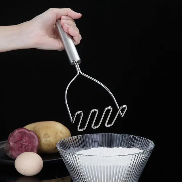 Alt view image 4 of 7 - Potato Masher, Stainless Steel Heavy Duty Metal Potato Ricer With Mirror Polish, Food Masher Utensil, Hand Masher, Vegetables Fruits Mashe, Dishwasher Safe (9.6 Inch)