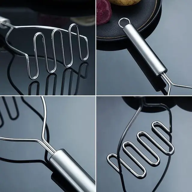 Alt view image 7 of 7 - Potato Masher, Stainless Steel Heavy Duty Metal Potato Ricer With Mirror Polish, Food Masher Utensil, Hand Masher, Vegetables Fruits Mashe, Dishwasher Safe (9.6 Inch)