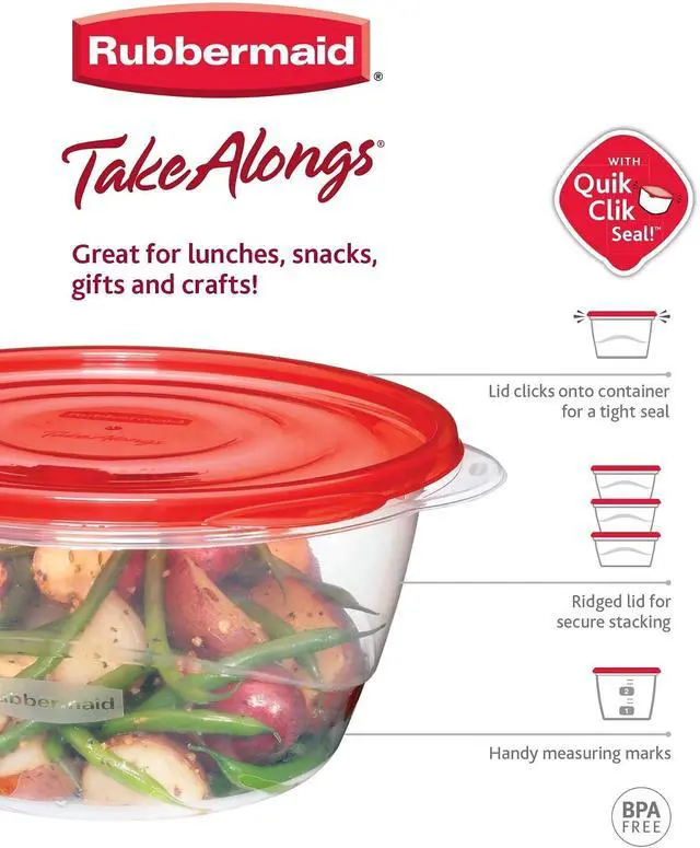 Alt view image 4 of 4 - Rubbermaid TakeAlongs Deep Square Food Storage Containers, 5.3 Cup, 2 Count