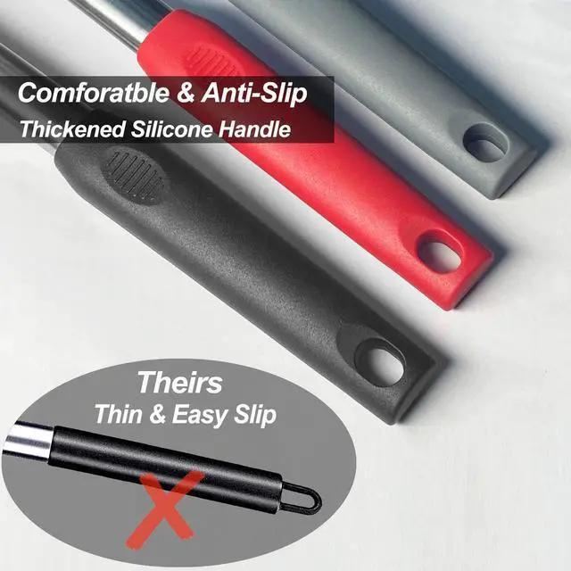 Alt view image 6 of 7 - 2 Pack Spatulas, Solid & Slotted Silicone Spatula Set, Stainless Steel Handle Coated with Silicone, Non Stick Turners, Heat Resistant Rubber Spatulas for Fish, Eggs, Pancakes, WOK, Red