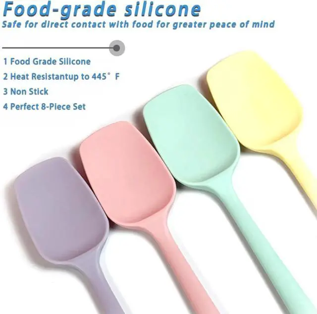 Alt view image 6 of 7 - 4 PCS,7.8Inch Silicone Spatulas Rubber Spatula Small Spatula Baking Mini Spatula Mixing Tool for Nonstick Cookware (4 colors)