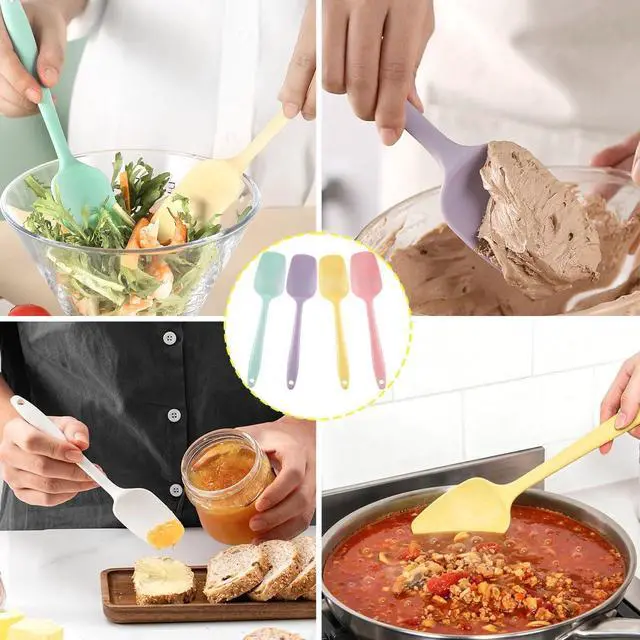 Alt view image 7 of 7 - 4 PCS,7.8Inch Silicone Spatulas Rubber Spatula Small Spatula Baking Mini Spatula Mixing Tool for Nonstick Cookware (4 colors)