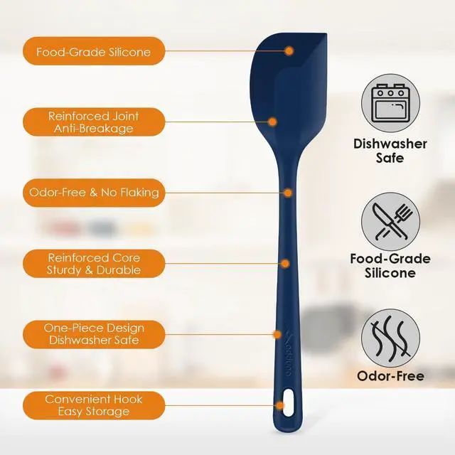 Alt view image 3 of 7 - 5-Piece Silicone Spatula Set for Baking, 446°F Heat Resistant Non-Stick Cooking Utensils, BPA-Free Food Grade Silicone Scrapers, Non-Scratch Flexible & Dishwasher Safe, Classic Blue