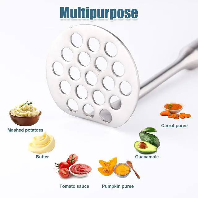Alt view image 5 of 7 - Potato Masher, Stainless Steel Mini Avocado Masher Small Mashed Potato Ricer Food Masher Kitchen Tool for Avocados, Beans, Meat, Fruit and Vegetables, Dishwasher Safe
