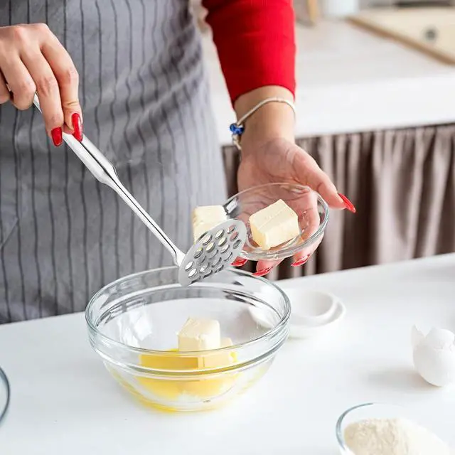 Alt view image 3 of 7 - Potato Masher, Stainless Steel Mini Avocado Masher Small Mashed Potato Ricer Food Masher Kitchen Tool for Avocados, Beans, Meat, Fruit and Vegetables, Dishwasher Safe