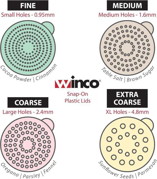 Alt view image 2 of 6 - Winco 10 oz Clear Snap-On Lids Plastic Dredge | Dishwasher safe, BPA-free, Color-coded lids, NSF certified, Great for Flour, Sugar, Spices and Baking Prep