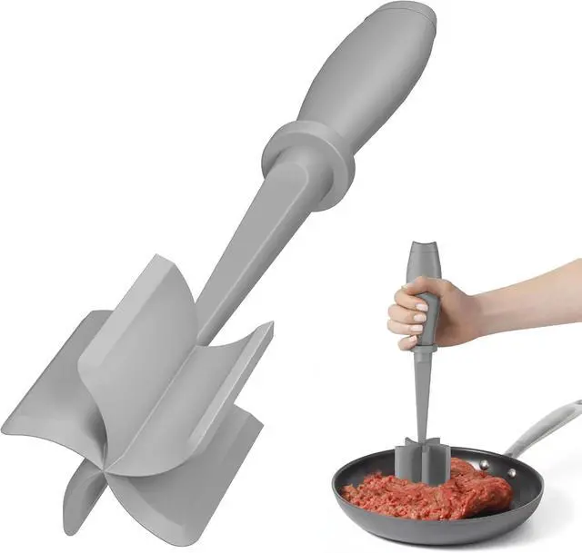 Main image of PGYARD Meat Chopper Hamburger Grinder, Kitchen Smasher for Ground Beef | Heat Resistant, 5 Blade, Burger Grinder Nylon Potato Mix Tool, Meat & Poultry Tenderizers, Dishwasher Safe, Grey
