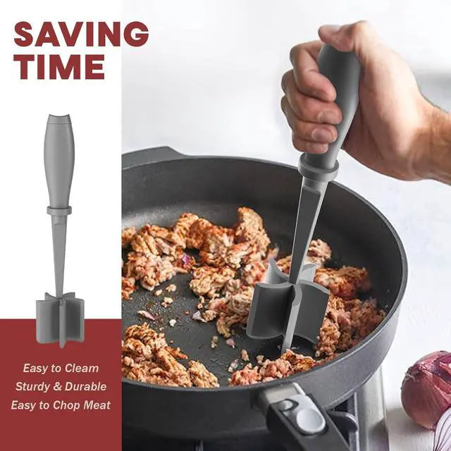 Alt view image 4 of 7 - PGYARD Meat Chopper Hamburger Grinder, Kitchen Smasher for Ground Beef | Heat Resistant, 5 Blade, Burger Grinder Nylon Potato Mix Tool, Meat & Poultry Tenderizers, Dishwasher Safe, Grey
