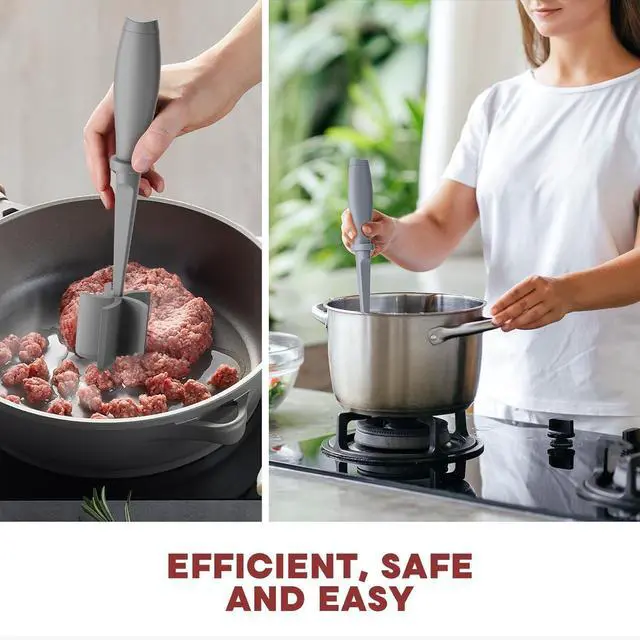 Alt view image 6 of 7 - PGYARD Meat Chopper Hamburger Grinder, Kitchen Smasher for Ground Beef | Heat Resistant, 5 Blade, Burger Grinder Nylon Potato Mix Tool, Meat & Poultry Tenderizers, Dishwasher Safe, Grey