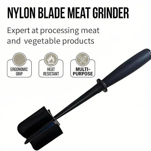 Alt view image 5 of 7 - Meat Chopper, Hamburger Grinder, Premium Heat Resistant Masher for Ground Beef, Burger Grinder, Potato Masher, Nylon Potato Mix Tool, Safe, Non-Stick, Mix and Chop Kitchen Tool - Black