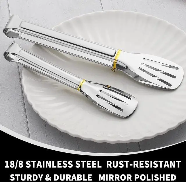 Alt view image 3 of 6 - Kitchen Tongs 7 Inch, 8 Pack Stainless Steel Serving Tongs for Cooking Appetizers, Salad, Small Kitchen Tongs for Food, Dishwasher Safe