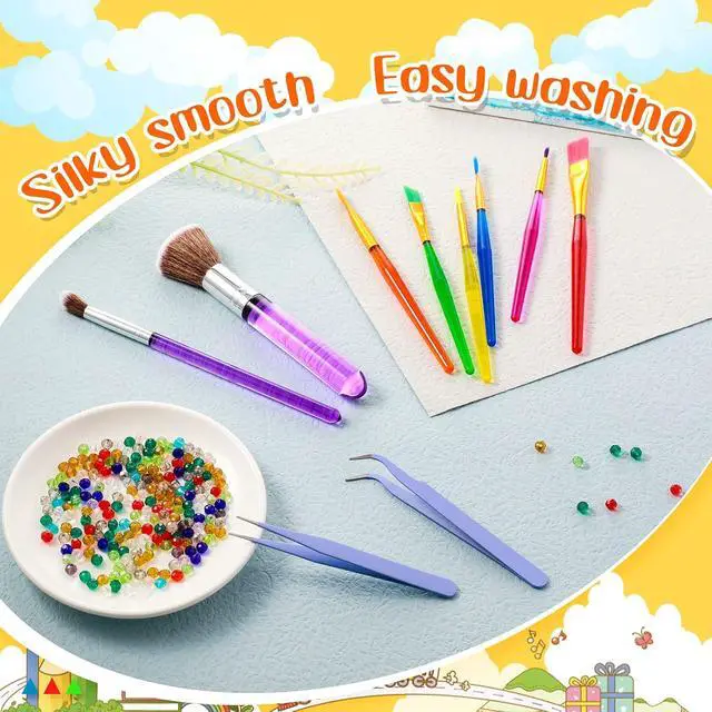 Alt view image 5 of 6 - Sinmoe 10 Pieces Cake Candy Decorating Brushes Tools Cookie Decoration Brushes Pastry Brush and Stainless Steel Straight and Curved Tip Tweezers Pasta Tweezers for Baking Fondant (Multi Color)