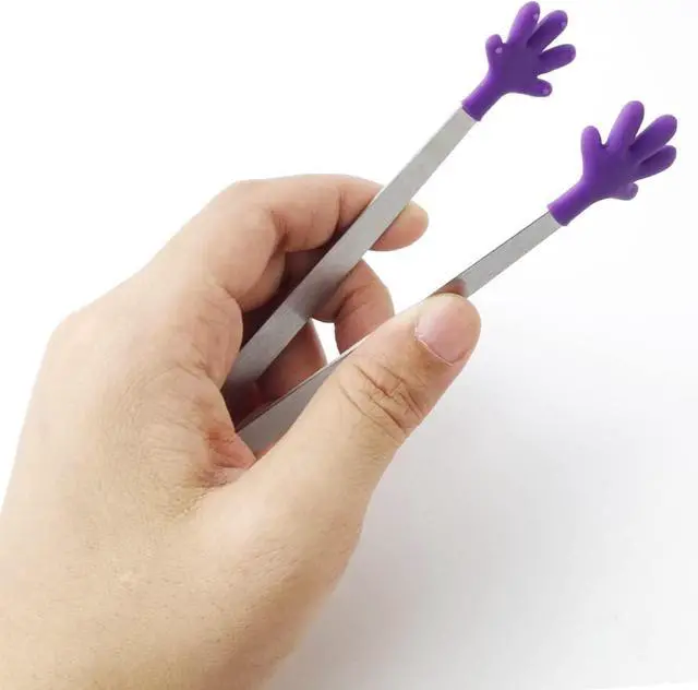 Alt view image 3 of 5 - GXXMEI 10PCS Mini Tong, Hand Shape Silicone Food Tongs, 5Inch Kid Tongs for Sugar Cubes, Serving Food, Colorful Kitchen Tongs Perfect for Kids