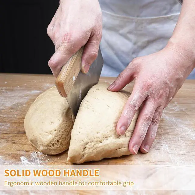 Alt view image 3 of 7 - ALLTOP Dough Cutter Premium Stainless Steel Food Scraper for Bread and Pastry Bench Scraper with Ergonomic Wooden Handle Multipurpose Kitchen Tool