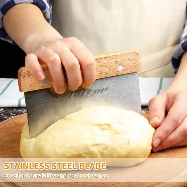 Alt view image 7 of 7 - ALLTOP Dough Cutter Premium Stainless Steel Food Scraper for Bread and Pastry Bench Scraper with Ergonomic Wooden Handle Multipurpose Kitchen Tool
