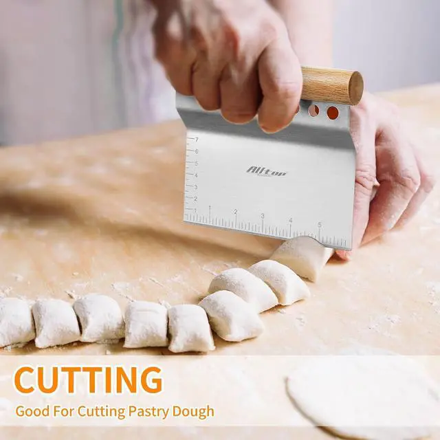 Alt view image 4 of 7 - ALLTOP Dough Bench Scraper/Cutter/Chopper, 1 Pack | Stainless Steel Blade, Herb Stripper, Scale Ruler, Leaf Remover