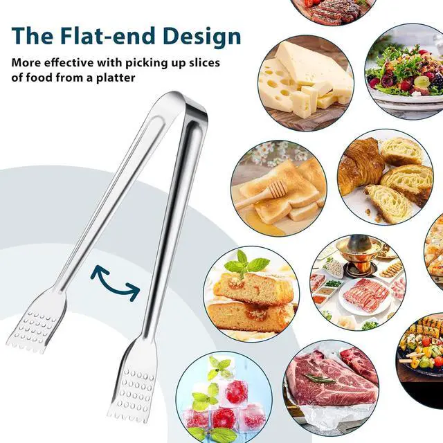 Alt view image 3 of 7 - 8 Pack 7-Inch Stainless Steel Serving Tongs, Mini Buffet Tongs for Appetizers, Desserts, Salad Bar, Ice, Sugar and Candy