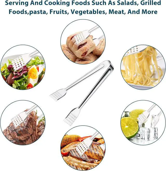 Alt view image 6 of 7 - 8 Pack 7-Inch Stainless Steel Serving Tongs, Mini Buffet Tongs for Appetizers, Desserts, Salad Bar, Ice, Sugar and Candy