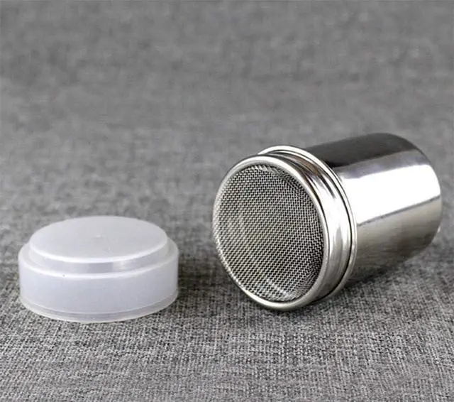 Alt view image 2 of 5 - Powder Sugar Shaker with Lid - Stainless Steel Fine Mesh Shaker Cinnamon Icing Sugar Powder Cocoa Flour Chocolate Coffee Sifter Sprinkler Dredgers for Coffee Cappuccino Latte