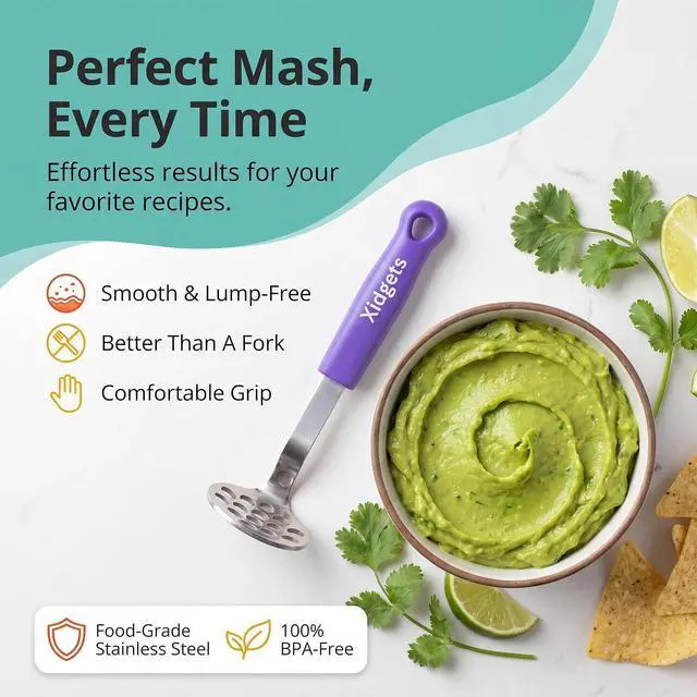 Alt view image 2 of 6 - Mini Avocado Masher | Dishwasher Safe | Stainless Steel (Plum Purple)