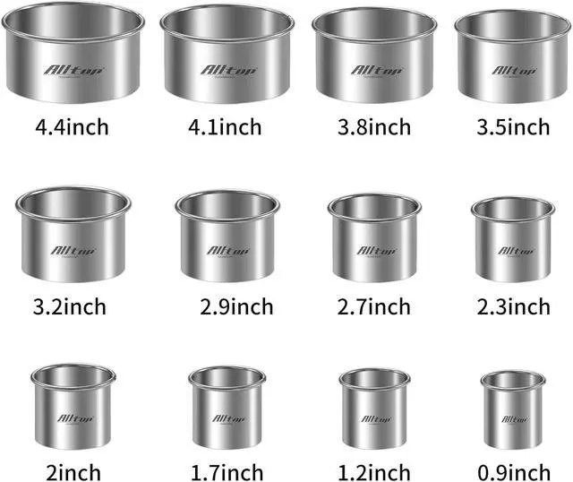 Alt view image 4 of 6 - ALLTOP 12 Pcs Round Biscuit Cutter - Stainless Steel Baking Essential Tool for Effortless Circle Cookie Shaping,Pastry,Cake Decoration&Fondant Creation Precise Cut Utensil for Dumpling,Scone, Donut