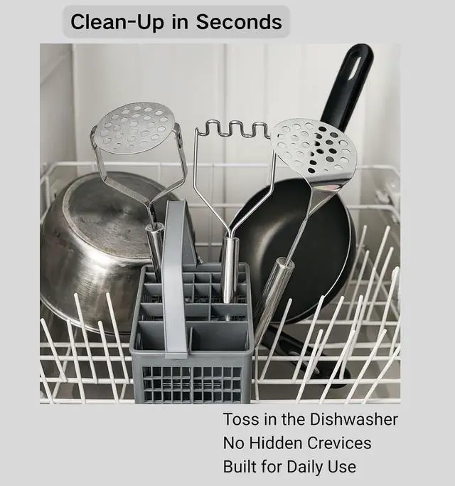 Alt view image 7 of 7 - 3 PCS Potato Masher Stainless Steel,Bean Smasher,Food Fruit Egg Masher Metal,Masher Kitchen Tool