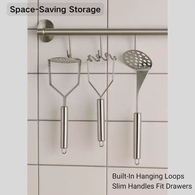 Alt view image 6 of 7 - 3 PCS Potato Masher Stainless Steel,Bean Smasher,Food Fruit Egg Masher Metal,Masher Kitchen Tool
