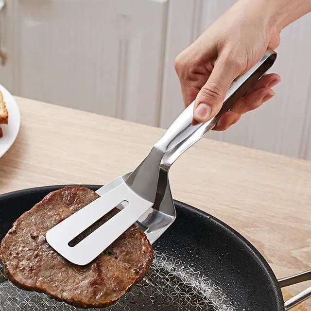 Alt view image 6 of 7 - HornTide Pasta & Steak Tongs Set (8" + 9"), SUS304 Stainless Steel, Multifunctional Food Flipping Tools for Cooking and Serving