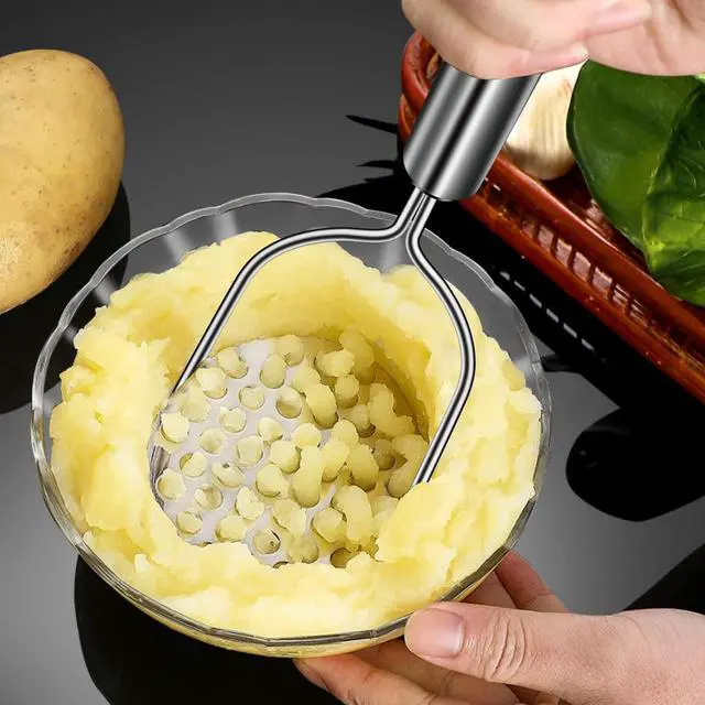 Alt view image 2 of 6 - Potato Masher, Stainless Steel Masher for Potatoes, Beans, Berries, Fruits | Crush Potatoes in Second, Mash Potatoes Smoothly, Easy to Clean, Sturdy and Durable, 2 Pack Set with A Brush